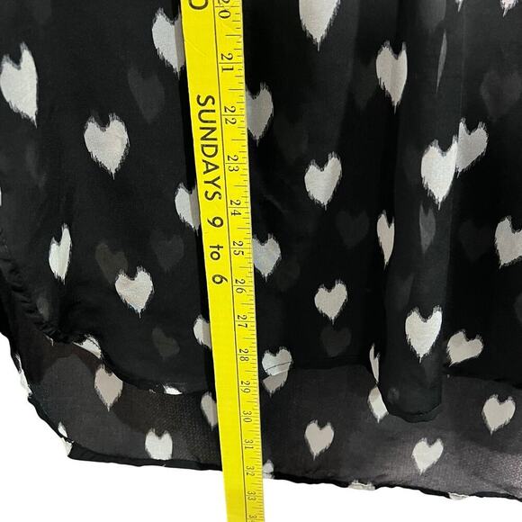 A’gaci A’gaci A’gaci Size Large Black and Cream Heart Design Sheer Blouse Top - Picture 7 of 7